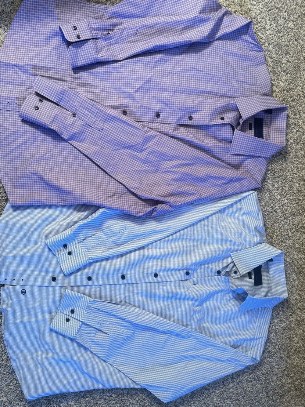 David Donahue Purple Check & Light Blue Dress Shirts - Twin Pack
